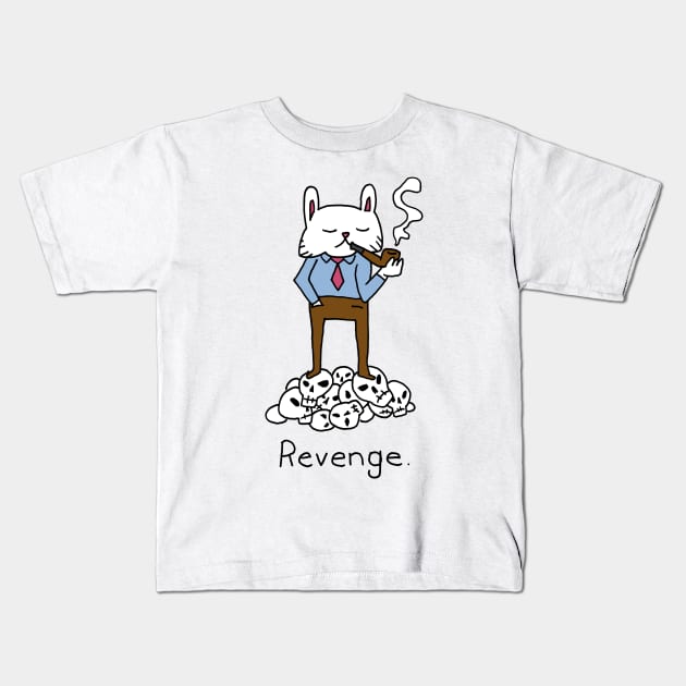 Revenge Bunny Quite Satisfied with His Skull Trophies and New Tobacco Blend Kids T-Shirt by idreamofbubblegum